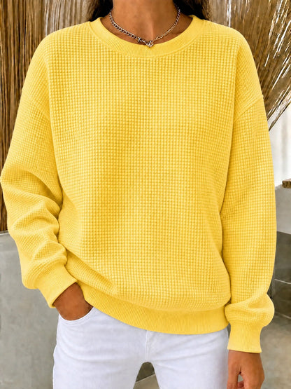 🔥CLEARANCE SALE🔥🔥Women's Waffle Knit Crewneck Sweatshirt