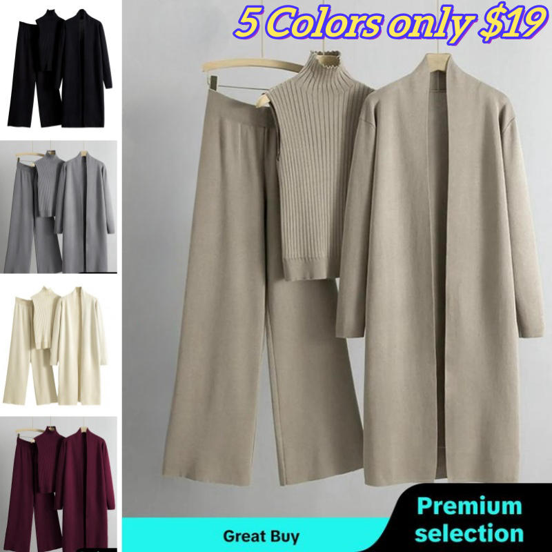 Sweater Set with Sleeveless Vest 3-Piece Set