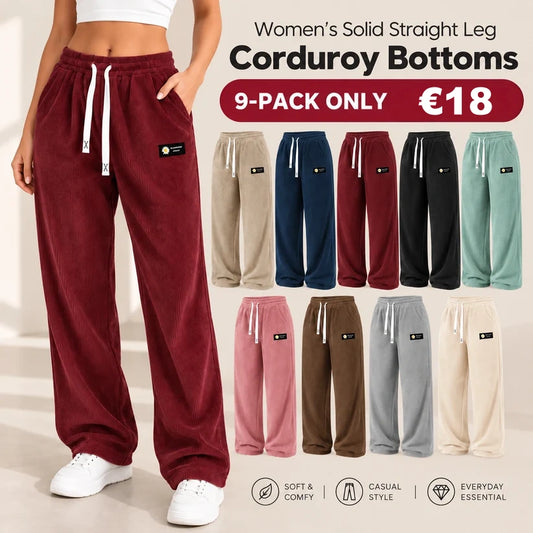 [LAST DAY SALE]Women's Solid Straight Leg Corduroy Bottoms-100% Cotton