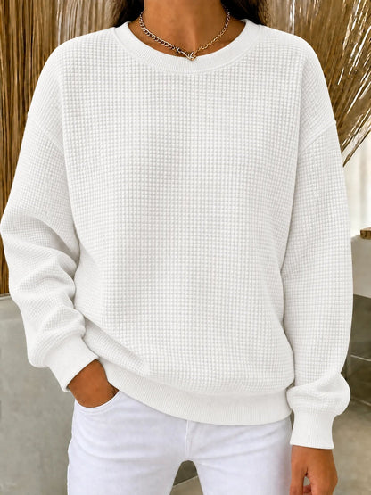 🔥CLEARANCE SALE🔥🔥Women's Waffle Knit Crewneck Sweatshirt