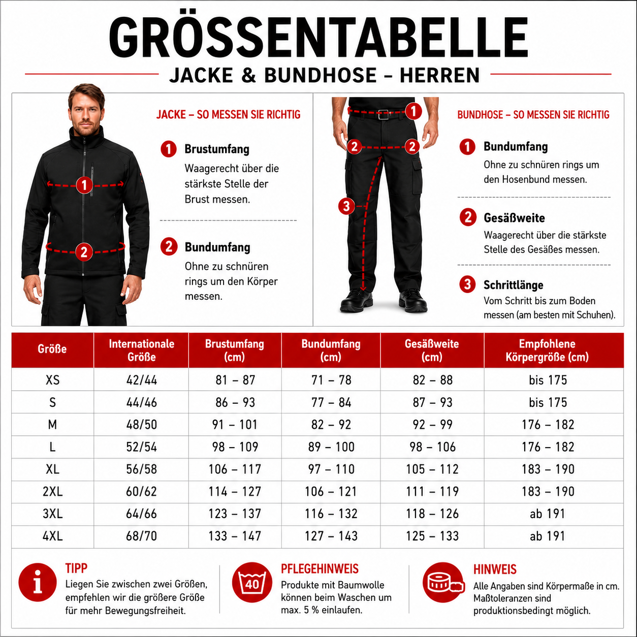Letzter Verkaufstag-Offizieller Markenshop-Softshelljacke x Bundhose Set