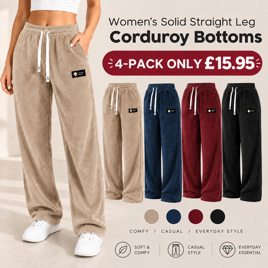 [LAST DAY SALE]Women's Solid Straight Leg Corduroy Bottoms-100% Cotton